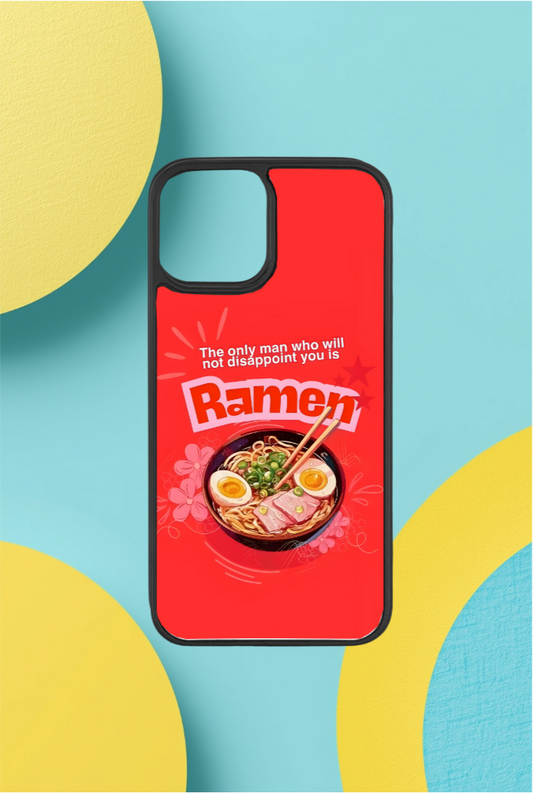 Phone case with Ramen noodles design on a colorful background